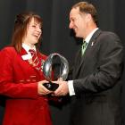 Prime Minister John Key presents the Future Scientist Prize  to  James Hargest College pupil...