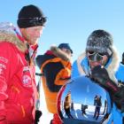 Prince Harry arrives at the South Pole with other members of the expedition. REUTERS/Walking With...