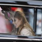 Princess Beatrice, wearing the hat which has sold in an online auction for $NZ165,765. Photo AP