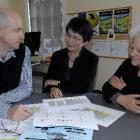 Prof Margaret Wu, from Melbourne, (centre) talks to Wakari School principal Brent Caldwell and...