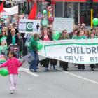 Protesters against cuts to early childhood education march in Dunedin on Saturday. Photo by Craig...