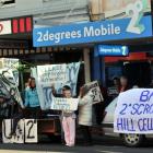 Protesting  against the proposed cell tower outside 2degrees Mobile in George St in June  last...