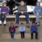 Proudly displaying their EcoHuts are Port Chalmers School pupils, (top, from left) Chyenne Rosie ...