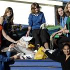 Queen's High School pupils (clockwise from bottom left) Libby Atkinson (14), Tara Bonsor (17),...