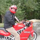 Queenstown Lakes Mayor Clive Geddes on his Ducati motorcycle in Queenstown yesterday. Mr Geddes...