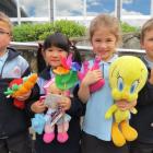 Queenstown Primary School new entrants (from left) Charlie Gerard (6), Mina Nakazawa (5), Jessie...