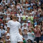 Rafael Nadal celebrates after defeating Lukas Rosol. REUTERS/Max Rossi