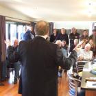 Ray White Queenstown auctioneer Alan Lethbridge conducts the mortgagee auction of Kawarau River...