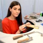 Rebecca Scarlett works on her latest collection in her Dunedin studio. PHOTOS: LINDA ROBERTSON