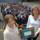 Receiving the Heart Foundation's Gold Heartbeat Award for healthy eating on behalf of St Patricks...