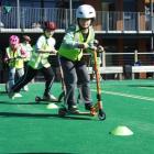 Remarkables Primary School pupil Jacob Gjaja (8) navigates the cones during yesterday's Scooter...