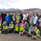 Remarkables Primary School pupils at their new  garden on Friday. Key helpers and sponsors of the...