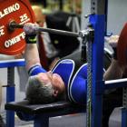 Rennie Soffe, of Dunedin, lifts 217.5kg to set a national record during the national bench press...