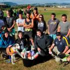 Rescued rafters  (back, from left) Nicole Hamilton, Danny Coward, Andrew Coombes, Nick Paterson,...