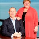 Retiring Summerset chief executive Norah Barlow and her successor Julian Cook, who is the company...