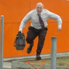 Retiring Tahuna Normal Intermediate principal Brent Ward shows he still has a spring in his step....