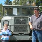 Reuben (6) and John Pyle, of Oturehua, with a 1944 Chevrolet ute at the 2006 ute muster. Photo...