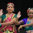 Rhea Ratgali (left) and Vannisah Ramu, both of Oamaru, practise Shiv Tandav, an Indian classical...