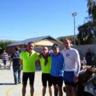 Richard Yardley, Brodie Carvalho, Jeff Walker and Mark Hutton relax after the race from Cromwell...