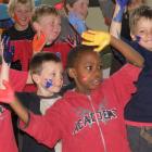 Riversdale Primary School pupils (back from left) Caleb Stevenson (11), Taine McKay (11), Blake...