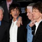 Rolling Stones (from left) Charlie Watts, Ronnie Wood, Keith Richards and Mick Jagger arrive for...