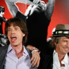 Rolling Stones Mick Jagger (L) and Keith Richards at a news conference in New York regarding the...
