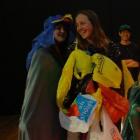 Rose Gleeson (15) and Naomi Cobby (18) prepare for their performance at the Toyama International...