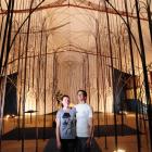 Rosy Harray and Tim Petterson stand in the chapel built by Rosy for their wedding. Photo by Craig...