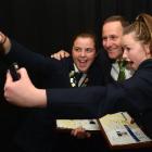 Roxburgh Area School pupil Emma Parker (left) and Lawrence Area School pupil Kelly Tweed...