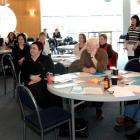 Rugby World Cup volunteers listen at a training seminar at Carisbrook yesterday. Photo by Linda...