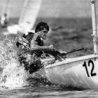 Russell Coutts heads to victory in the Finn class at the 1984 Olympic Games in Los Angeles. Photo...