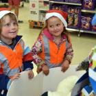 Russell Street Childcare Centre pupils Max Salomonsson (5) and Lily Te Ngahue (4) at the Kmart...