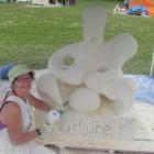 Ruth Killoran, of Christchurch, with her sculpture Nurture at the Oamaru Stone Symposium at...
