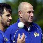 Ryan ten Doeschate, left, and coach Vaughn Johnson of the Otago Volts training at the University...