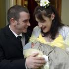 Sam Jamieson and Janet Harraway, with their 2-day-old son Will Jamieson moments before their...