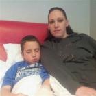 Sam Stainer with his mother, Sandra, in Christchurch Hospital after having emergency surgery last...
