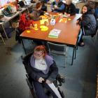 Sara Cohen School pupil Karena Robinson (21) in the classroom she has difficulty moving around in...