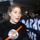 Save Otakou from Oil Drilling spokeswoman Niamh O'Flynn leads a protest against the prospect of...