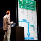 Scott Forstall, senior vice president of iOS Software at Apple Inc, demonstrates turn-by-turn...