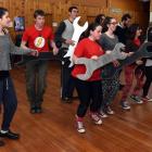 Scouts and Guides rehearse for the 2015 Gang Show at the memorial training centre at Waiora Scout...