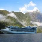 Sea Princess passes Mitre Peak while cruising in Milford Sound. Photo by Enviroment Southland.