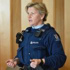 Senior Constable Karren Bye addresses a meeting at the Mosgiel RSA yesterday about mobility...