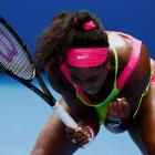 Serena Williams reacts after winning a point against Garbine Muguruza. REUTERS/Issei Kato