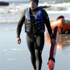 Seth McPhee at Brighton beach yesterday. Photo by Linda Robertson.