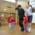 Seven-time world skipping champion Peter Nestler shows off his skills with Brockville School,...