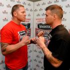 Shane Cameron (left) and Brian Minto clash at the Fight For Life in Auckland this weekend. Photo...