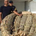 Shane (left) and Rangi Te Maiharoa with the mokihi (reed boat) that will be sailed down the...