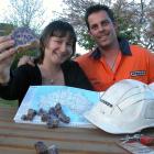Shelley and Dedrick Bensemann, of Timaru, show some of the amethyst found near the world's...