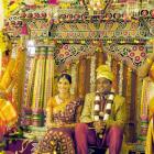 Shilpa Raju and Dushyandan Kanesamoorthy in the kanika dhanam part of their wedding ceremony on...