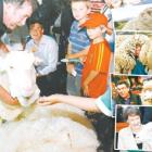 Shrek is introduced to a group of Cure Kids at the Auckland Sky Tower yesterday after he gave up...